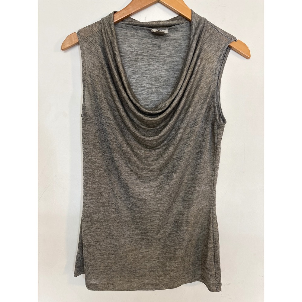 Worthington Stretch Cowl Neck Tank Top Heathered Gray Sleeveless Small